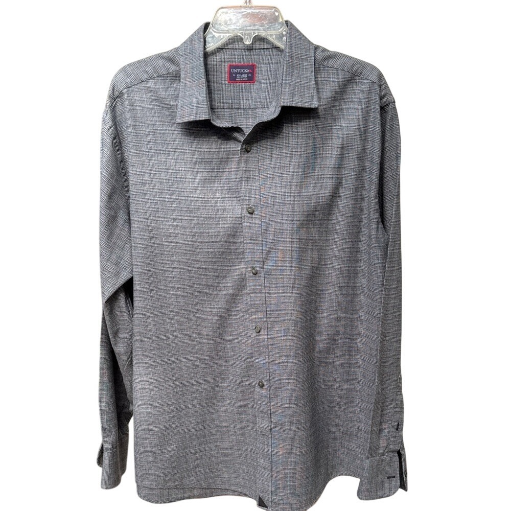 UNTUCKit. Men's Charcoal Grey/Black Button-Down Shirt. XXL. 100% Cotton.